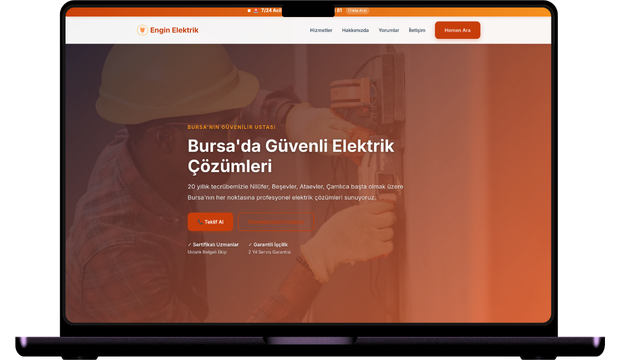 Engin Elektrik Web Sitesi Mockup